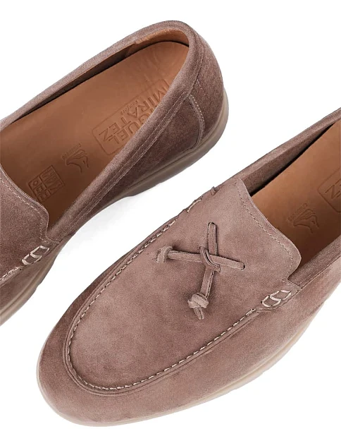 Мужские туфли лоферы Miguel Miratez замшевые бежевые - фото 5 - Miraton