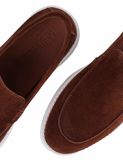 Мужские туфли лоферы Miguel Miratez замшевые коричневые - фото 5 - Miraton