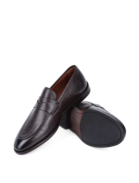 Мужские туфли лоферы Miguel Miratez кожаные коричневые - фото 2 - Miraton