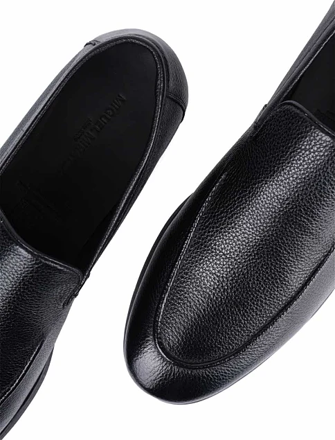 Мужские туфли лоферы Miguel Miratez кожаные черные - фото 5 - Miraton