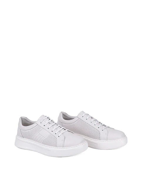 Мужские кеды MIRATON кожаные белые - фото 3 - Miraton