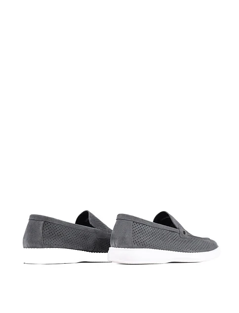 Мужские туфли лоферы Miguel Miratez замшевые серые - фото 4 - Miraton