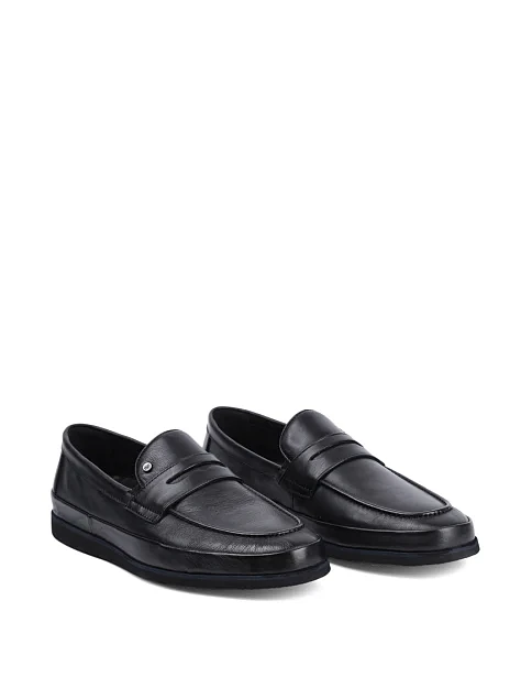 Мужские туфли лоферы Miguel Miratez кожаные черные - фото 3 - Miraton