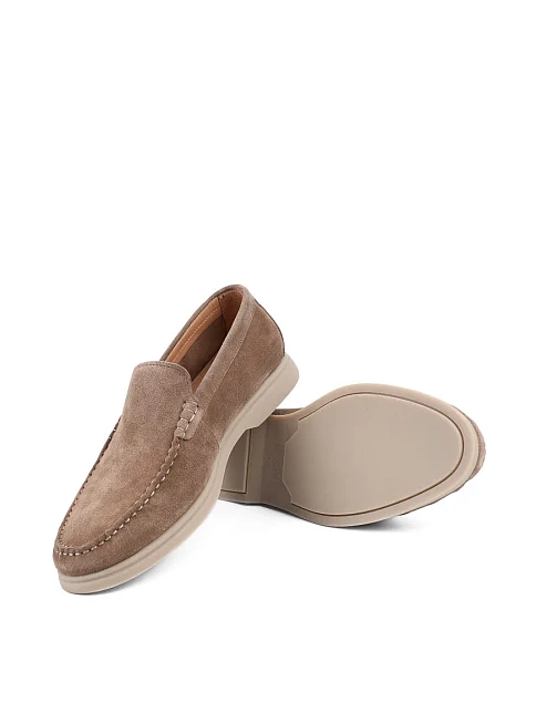 Мужские туфли лоферы MIRATON замшевые бежевые - фото 2 - Miraton