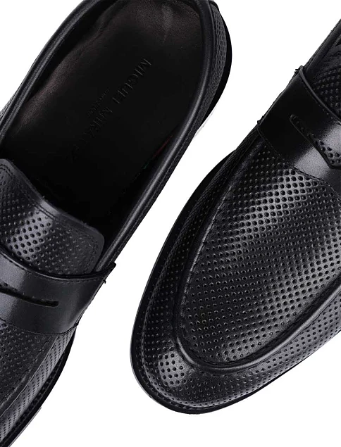 Мужские туфли лоферы Miguel Miratez кожаные черные - фото 5 - Miraton