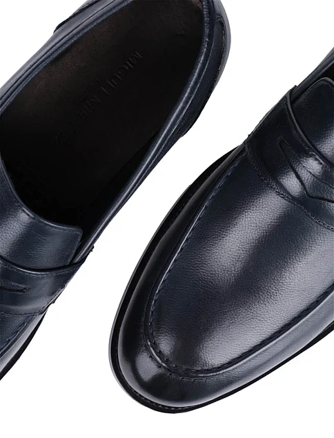 Мужские туфли лоферы Miguel Miratez кожаные синие - фото 5 - Miraton