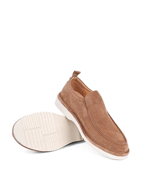 Мужские туфли лоферы Miguel Miratez замшевые бежевые - фото 2 - Miraton