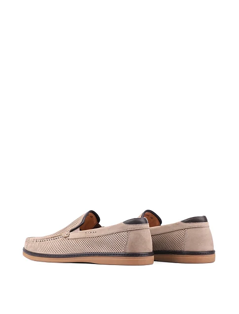 Мужские туфли лоферы Miguel Miratez из нубука бежевые - фото 4 - Miraton
