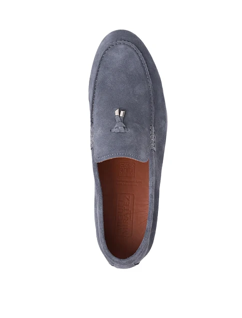 Мужские туфли лоферы Miguel Miratez замшевые голубые - фото 3 - Miraton