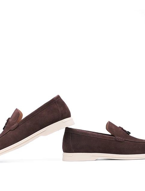 Мужские туфли лоферы Miguel Miratez замшевые коричневые - фото 2 - Miraton