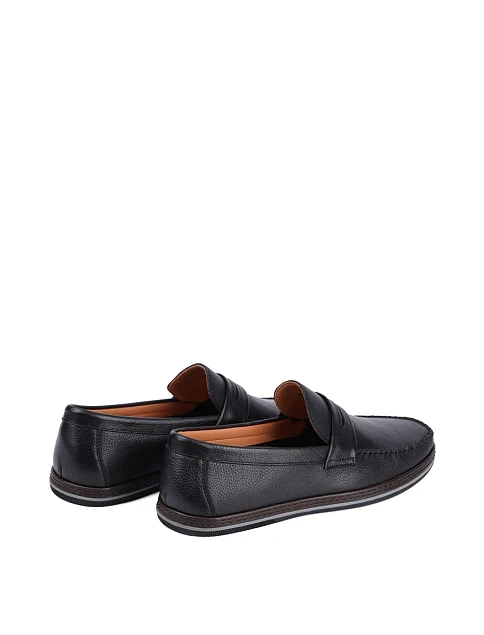 Мужские туфли лоферы Miguel Miratez кожаные черные - фото 4 - Miraton