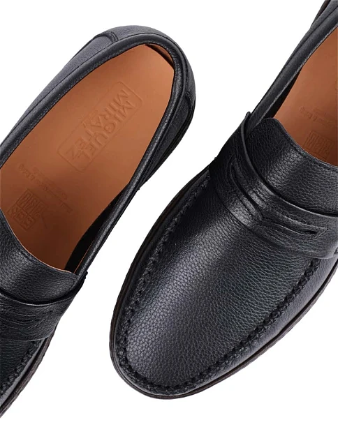 Мужские туфли лоферы Miguel Miratez кожаные черные - фото 5 - Miraton