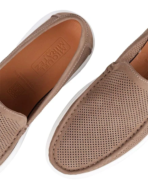 Мужские туфли лоферы Miguel Miratez из нубука зеленые - фото 5 - Miraton