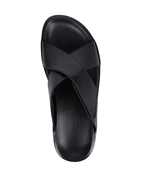 Мужские шлепанцы Miguel Miratez кожаные черные - фото 5 - Miraton