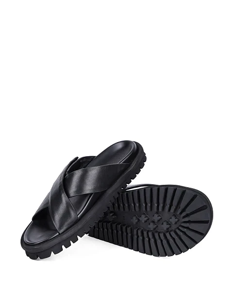 Мужские шлепанцы Miguel Miratez кожаные черные - фото 2 - Miraton