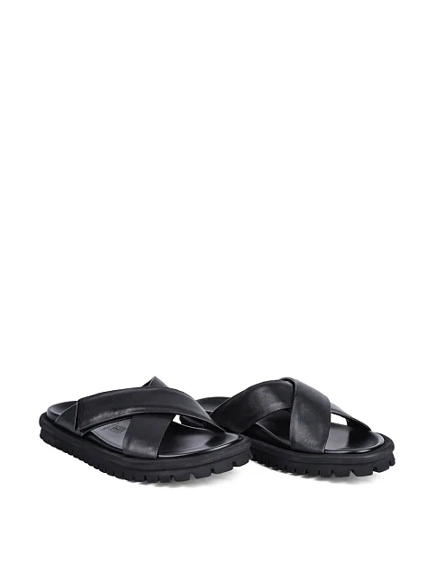 Мужские шлепанцы Miguel Miratez кожаные черные - фото 3 - Miraton