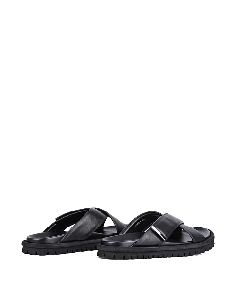 Мужские шлепанцы Miguel Miratez кожаные черные - фото 4 - Miraton