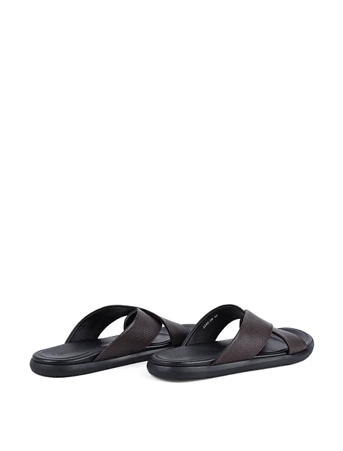 Мужские шлепанцы Miguel Miratez кожаные коричневые - фото 4 - Miraton