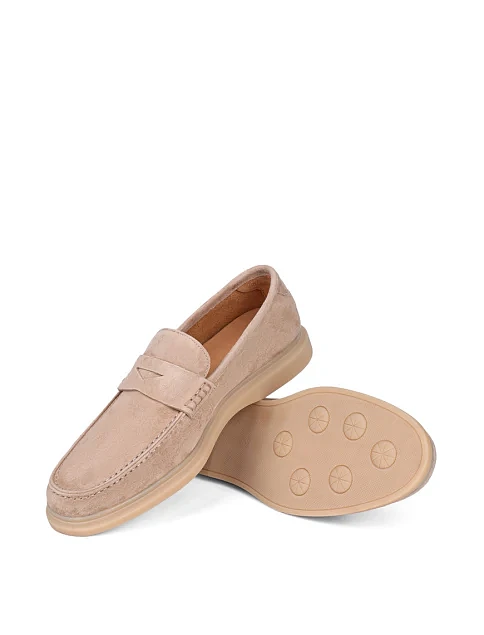 Мужские туфли лоферы Miguel Miratez замшевые бежевые - фото 2 - Miraton