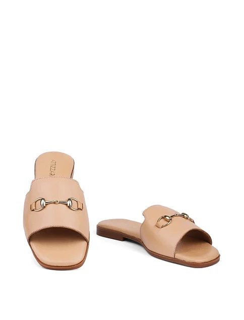 Жіночі шльопанці Attizzare шкіряні бежеві - фото 2 - Miraton