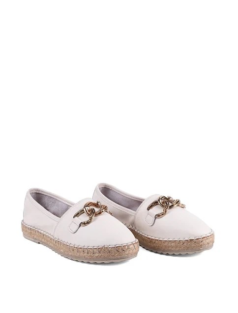 Женские эспадрильи Attizzare кожаные рисового цвета - фото 3 - Miraton