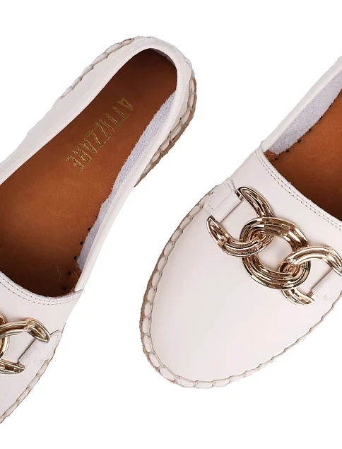 Женские эспадрильи Attizzare кожаные рисового цвета - фото 5 - Miraton