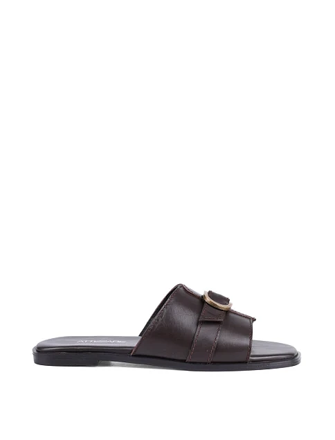 Женские шлепанцы Attizzare кожаные коричневые - фото 2 - Miraton