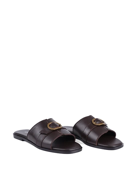 Женские шлепанцы Attizzare кожаные коричневые - фото 3 - Miraton