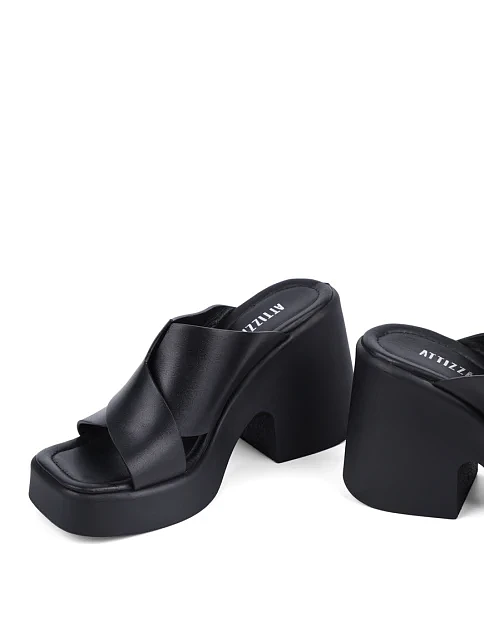 Женские сабо Attizzare кожаные черные - фото 2 - Miraton