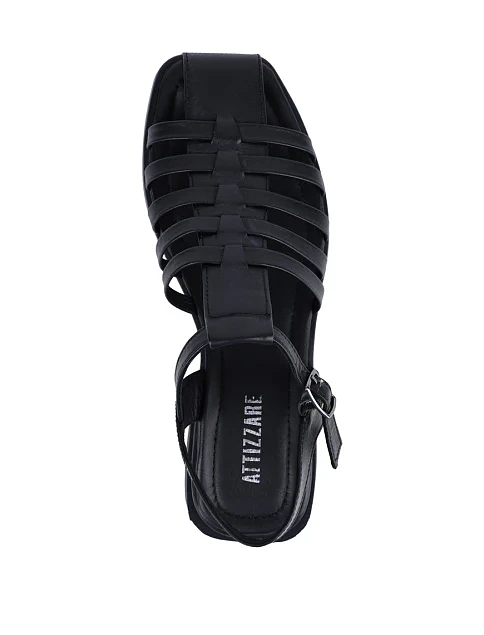 Женские сандалии Attizzare кожаные черные - фото 2 - Miraton
