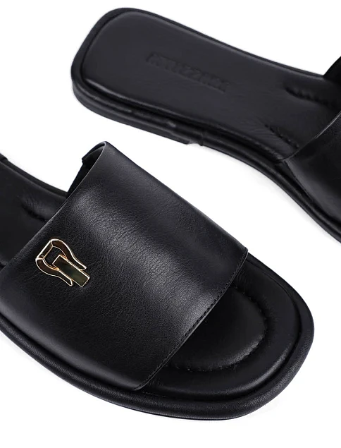 Женские шлепанцы Attizzare кожаные черные - фото 5 - Miraton