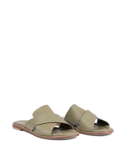 Женские шлепанцы Attizzare кожаные зеленые - фото 3 - Miraton