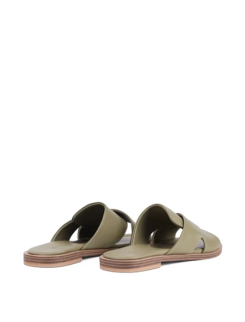 Женские шлепанцы Attizzare кожаные зеленые - фото 4 - Miraton