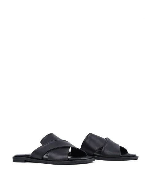 Женские шлепанцы Attizzare кожаные черные - фото 4 - Miraton