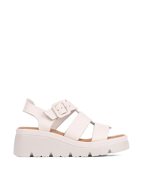 Женские босоножки Sekada кожаные рисового цвета - фото 1 - Miraton