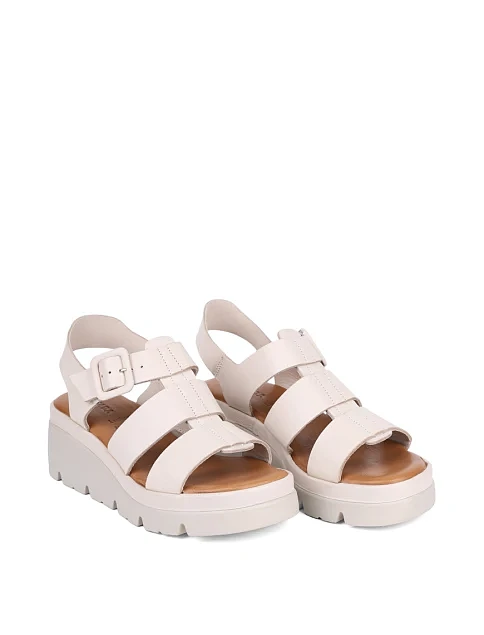 Женские босоножки Sekada кожаные рисового цвета - фото 3 - Miraton