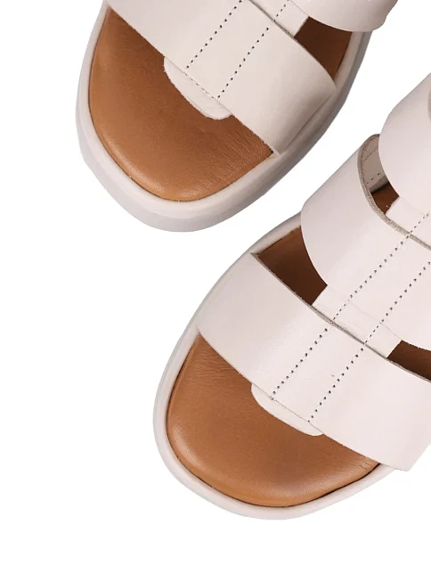 Женские босоножки Sekada кожаные рисового цвета - фото 5 - Miraton