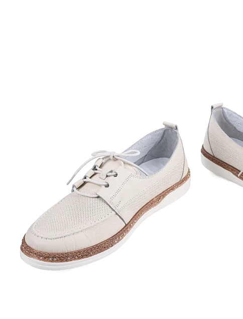 Женские слипоны Attizzare кожаные рисового цвета - фото 2 - Miraton