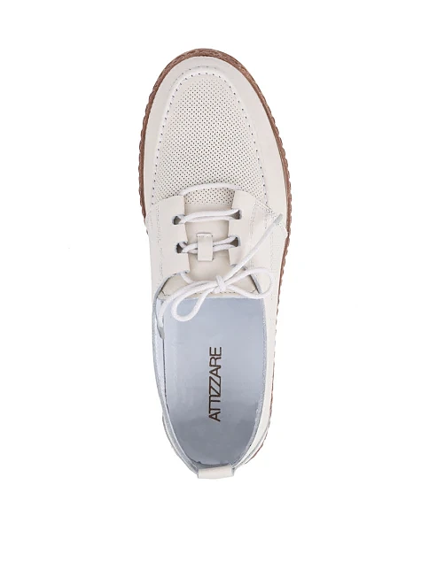 Женские слипоны Attizzare кожаные рисового цвета - фото 5 - Miraton