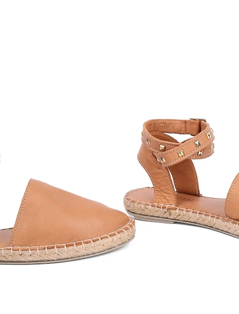 Женские эспадрильи Attizzare кожаные коричневые - фото 2 - Miraton