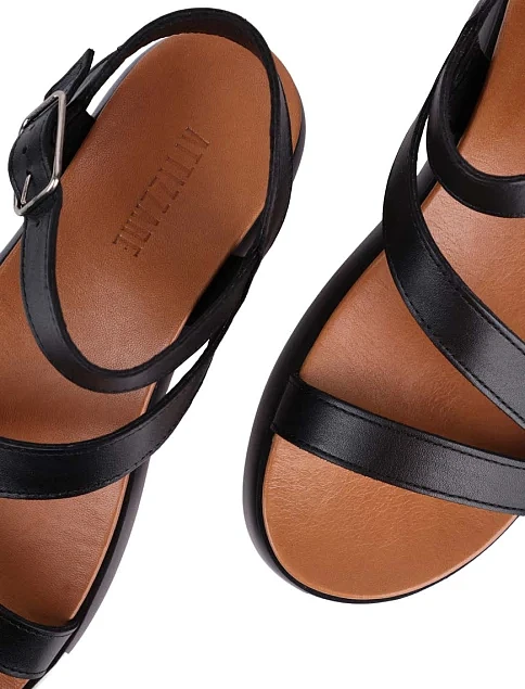 Женские сандалии Attizzare кожаные черные - фото 5 - Miraton