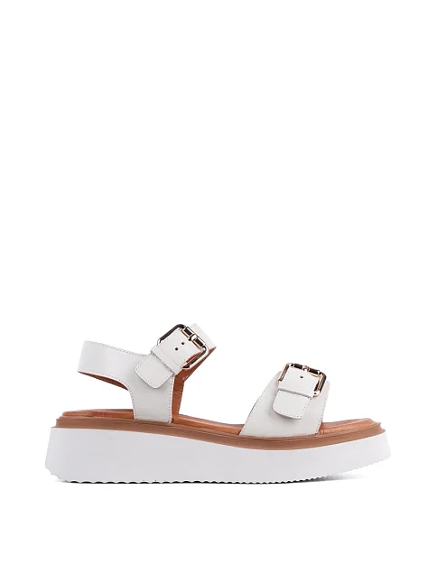 Женские сандалии Attizzare кожаные рисового цвета - фото 1 - Miraton