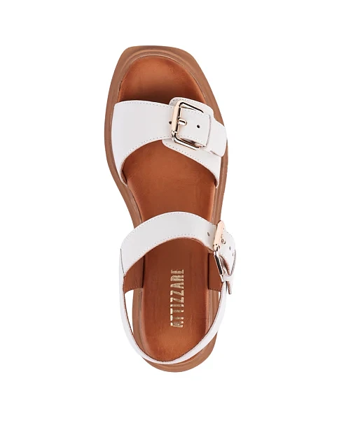 Женские сандалии Attizzare кожаные рисового цвета - фото 2 - Miraton