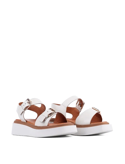 Женские сандалии Attizzare кожаные рисового цвета - фото 3 - Miraton