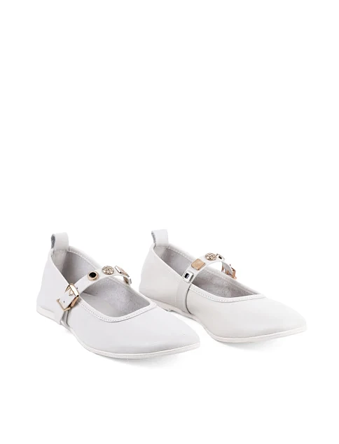 Женские балетки Attizzare кожаные рисового цвета - фото 3 - Miraton