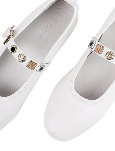 Женские балетки Attizzare кожаные рисового цвета - фото 5 - Miraton