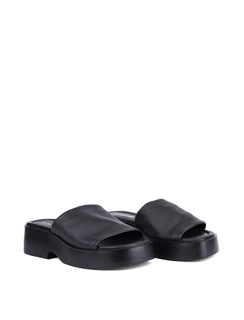 Женские шлепанцы Attizzare кожаные черные - фото 3 - Miraton