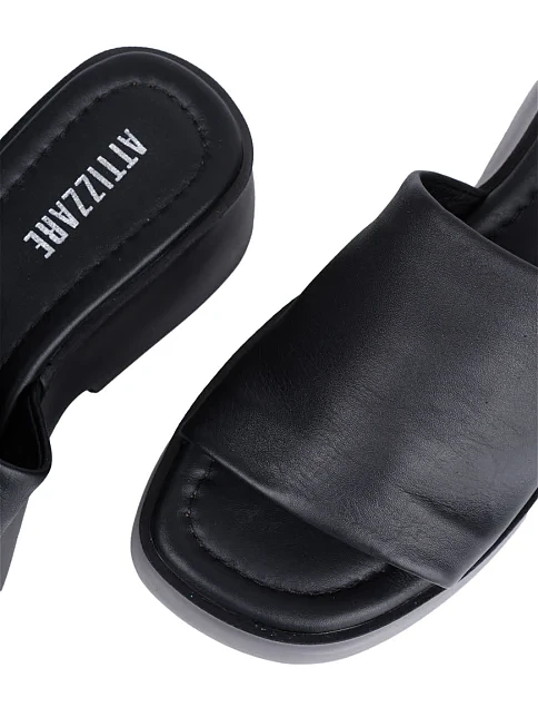 Женские шлепанцы Attizzare кожаные черные - фото 5 - Miraton