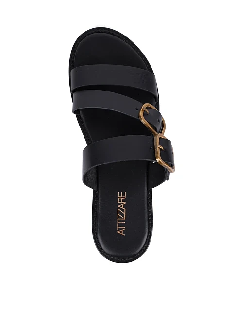 Жіночі шльопанці Attizzare шкіряні чорні - фото 5 - Miraton