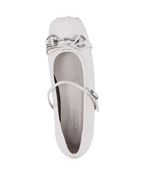 Женские балетки Attizzare кожаные рисового цвета - фото 5 - Miraton